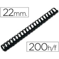 Canutillo Q-CONNECT redondo 22 mm plastico negro capacidad 200 hojas caja de 50 unidades