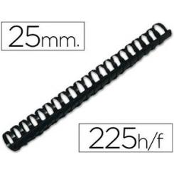 Canutillo Q-CONNECT redondo 25 mm plastico negro capacidad 225 hojas caja de 50 unidades