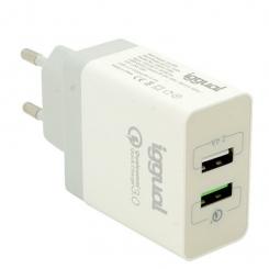 iggual Cargador 2xUSB carga rápida QC3.0 30W