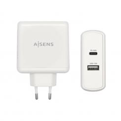 AISENS Cargador 57 W, 1x USB-C PD3.0 45 W, 1x USB-A 5 V / 2.4 A 12 W, Blanco
