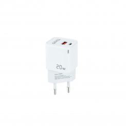 TooQ Cargador de Pared USB-C/PD + USB-A/QC 20W, Blanco