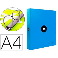 Carpeta 4 anillas 40 mm mixtas ANTARTIK A4 forrada color azul