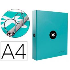 Carpeta 4 anillas 40 mm mixtas ANTARTIK A4 forrada color menta