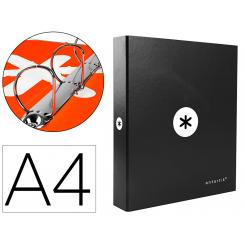 Carpeta 4 anillas 40 mm mixtas ANTARTIK A4 forrada color negro
