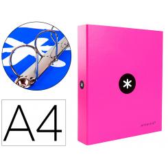Carpeta 4 anillas 40 mm mixtas ANTARTIK A4 forrada color rosa