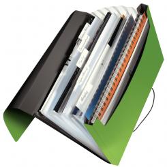 LEITZ Carpeta acordeón Solid. PP. Con 6 separadores más 1 extra ancho. DIN A4, verde