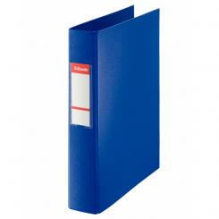 ESSELTE Carpeta anillas plástico forrado. Con interior plástico y tarjetero. 2 anillas D 40 mm. Folio azul