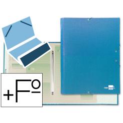 Carpeta clasificadora LIDERPAPEL 12 departamentos folio prolongado carton forrado celeste