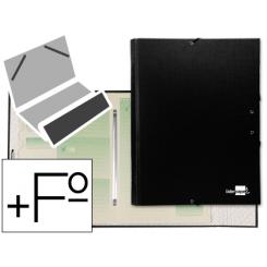 Carpeta clasificadora LIDERPAPEL 12 departamentos folio prolongado carton forrado negra