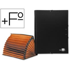 Carpeta clasificadora LIDERPAPEL 12 departamentos folio prolongado carton forrado negra fuelle