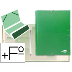 Carpeta clasificadora LIDERPAPEL 12 departamentos folio prolongado carton forrado verde claro