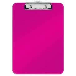 LEITZ Carpeta con pinza metálica WOW. Fabricada en PS. DIN A4, fucsia