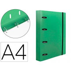 Carpeta con recambio LIDERPAPEL A4 cuadro 5mm 100 hojas 80g polipropileno 4 anillas 25mm color verde