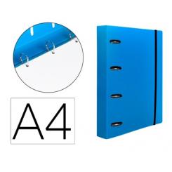 Carpeta con recambio LIDERPAPEL A4 cuadro 5mm 100 hojas 80g polipropileno 4 anillas 40mm azul translucido