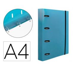 Carpeta con recambio LIDERPAPEL A4 cuadro 5mm 100 hojas 80g polipropileno 4 anillas 40mm celeste opaco