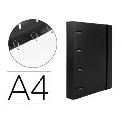 Carpeta con recambio LIDERPAPEL A4 cuadro 5mm 100 hojas 80g polipropileno 4 anillas 40mm negro opaco