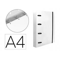 Carpeta con recambio LIDERPAPEL A4 cuadro 5mm 100 hojas 80g polipropileno 4 anillas 40mm transparente