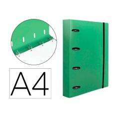 Carpeta con recambio LIDERPAPEL A4 cuadro 5mm 100 hojas 80g polipropileno 4 anillas 40mm verde manzana