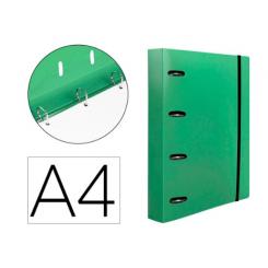 Carpeta con recambio LIDERPAPEL A4 cuadro 5mm 100 hojas 80g polipropileno 4 anillas 40mm verde translucido