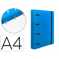 Carpeta con recambio LIDERPAPEL A4 cuadro 5mm 100 hojas 80g polipropileno 4 anillas mixtas 25mm azul