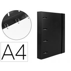 Carpeta con recambio LIDERPAPEL A4 cuadro 5mm 100 hojas 80g polipropileno 4 anillas mixtas 25mm negro