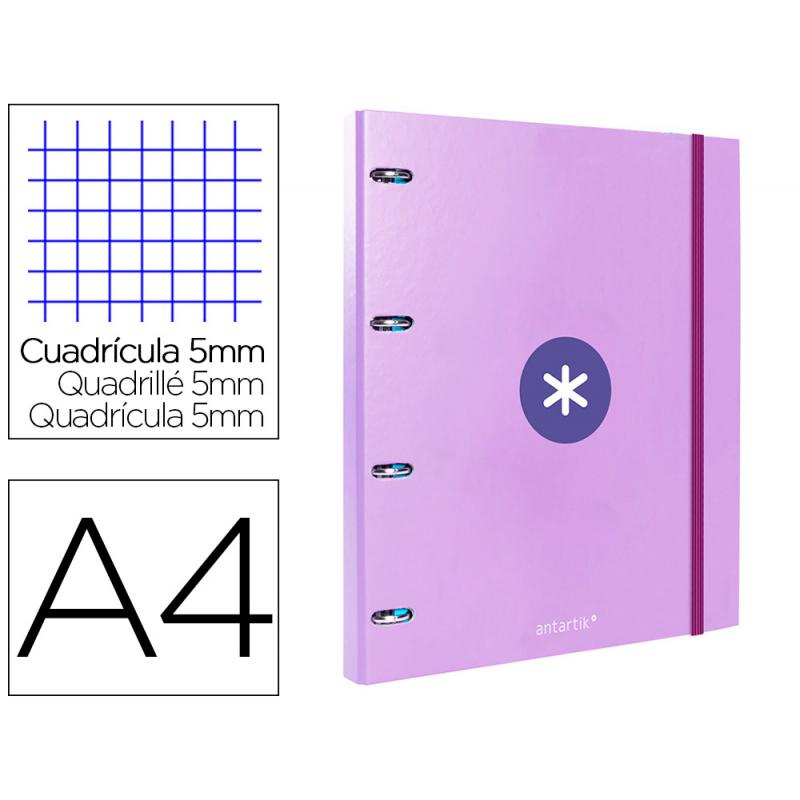 carpeta-con-recambio-liderpapel-antartik-a4-cuadro-5mm-forrada-4-anillas-25mm-color-lavanda