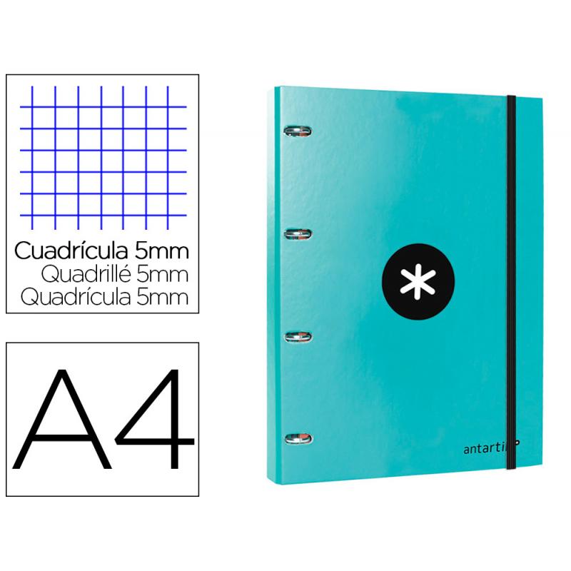 carpeta-con-recambio-liderpapel-antartik-a4-cuadro-5mm-forrada-4-anillas-25mm-color-menta