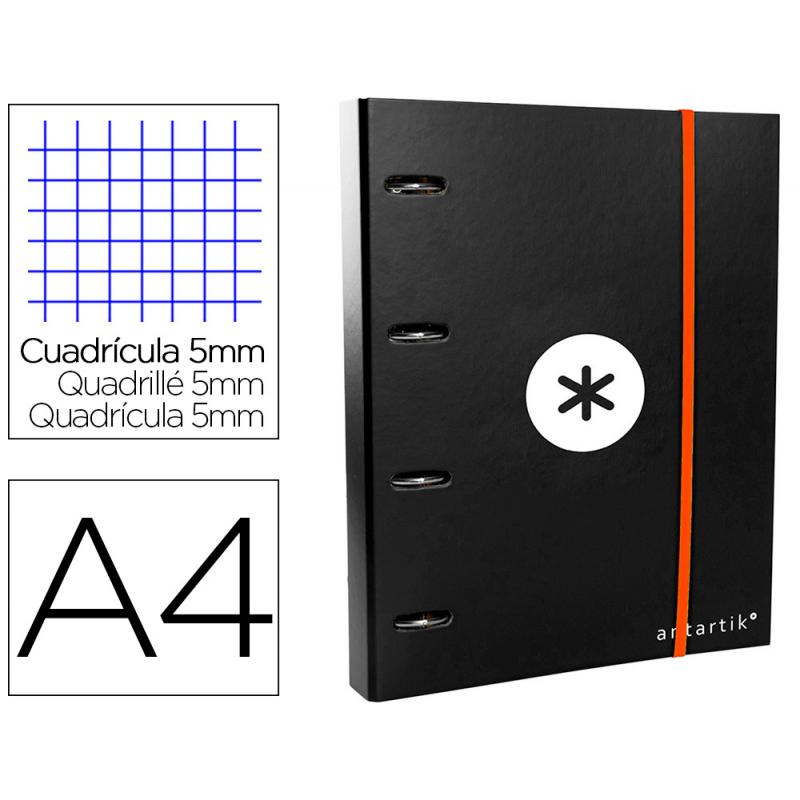 carpeta-con-recambio-y-solapa-liderpapel-antartik-a4-cuadro-5-mm-forrada-4-anillas-redondas-40mm-color-negra