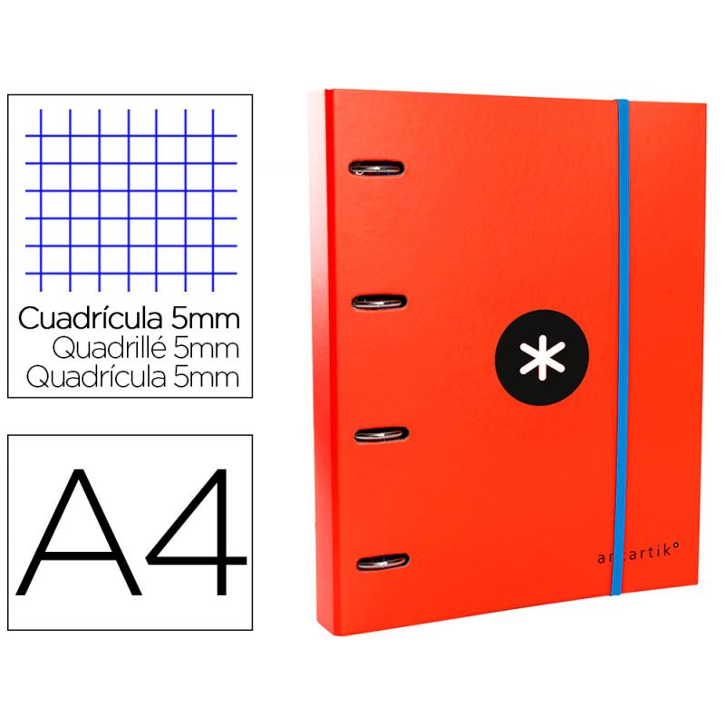carpeta-con-recambio-y-solapa-liderpapel-antartik-a4-cuadro-5-mm-forrada-4-anillas-redondas-40mm-color-rojo