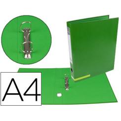 Carpeta de 2 anillas 25 mm mixtas LIDERPAPEL A4 forrado color system con ollao y tarjetero verde