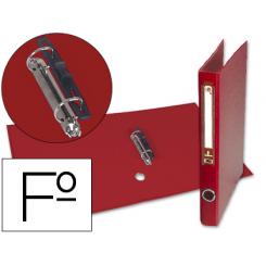 Carpeta de 2 anillas 25mm mixt as LIDERPAPEL folio forrado papercoat con ollao y tarjetero color rojo