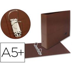 Carpeta de 2 anillas 25mm mixtas LIDERPAPEL cuarto apaisado carton cuero forrado compresor plastico
