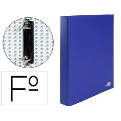 Carpeta de 2 anillas 25mm mixtas LIDERPAPEL folio carton forrado paper coat compresor plastico azul