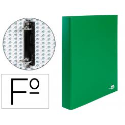 Carpeta de 2 anillas 25mm mixtas LIDERPAPEL folio carton forrado paper coat compresor plastico verde