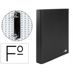 Carpeta de 2 anillas 25mm mixtas LIDERPAPEL folio cartonforrado paper coat plastico negra
