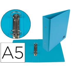 Carpeta de 2 anillas 40 mm redondas LIDERPAPEL A5 carton forrado PVC azul