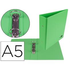 Carpeta de 2 anillas 40 mm redondas LIDERPAPEL A5 carton forrado PVC verde pistacho