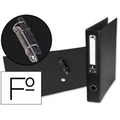 Carpeta de 2 anillas 40mm mixt as LIDERPAPEL folio forrado papercoat con ollao y tarjetero compresor plastico negro