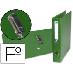 Carpeta de 2 anillas 40mm mixt as LIDERPAPEL folio forrado papercoat con ollao y tarjetero compresor plastico verde