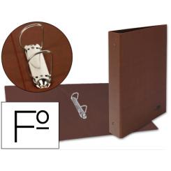 Carpeta de 2 anillas 40mm mixtas LIDERPAPEL folio carton cuero forrado compresor plastico