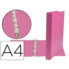 Carpeta de 4 anillas 25 mm mixtas LIDERPAPEL A4 carton forrado PVC fucsia