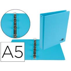 Carpeta de 4 anillas 25 mm redondas LIDERPAPEL A5 carton forrado PVC azul