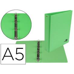 Carpeta de 4 anillas 25 mm redondas LIDERPAPEL A5 carton forrado PVC verde