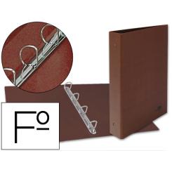 Carpeta de 4 anillas 25mm mixtas LIDERPAPEL folio carton cuero forrado compresor plastico