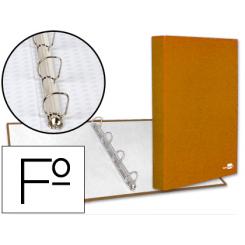 Carpeta de 4 anillas 25mm mixtas LIDERPAPEL folio carton forrado paper coat naranja