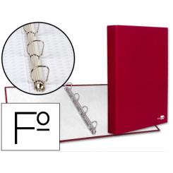 Carpeta de 4 anillas 25mm mixtas LIDERPAPEL folio carton forrado paper coat roja