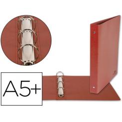 Carpeta de 4 anillas 25mm redondas LIDERPAPEL cuarto carton cuero