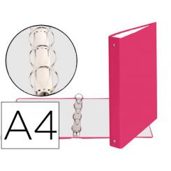 Carpeta De 4 Anillas 30mm Redondas EXACOMPTA A4 Carton Forrado Rosa