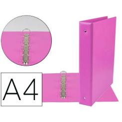 Carpeta de 4 anillas 40 mm mixtas LIDERPAPEL A4 carton forrado PVC fucsia