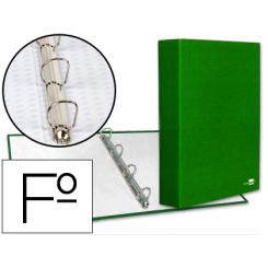 Carpeta de 4 anillas 40mm mixtas LIDERPAPEL folio carton forrado paper coat verde